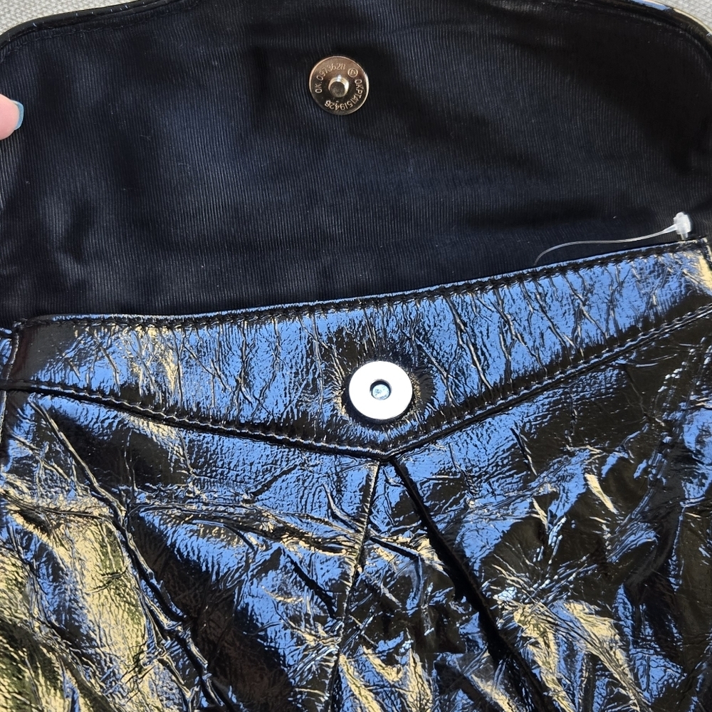 Black Crinkle Clutch Wallet Envelope - Picture 6 of 7